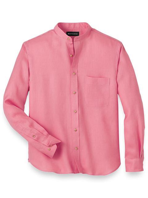 Linen Solid Casual Shirt - Pink Product Image