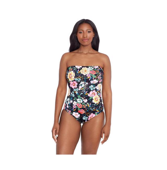 Women's Side Shirred Bandeau One-Piece Swimsuit Product Image