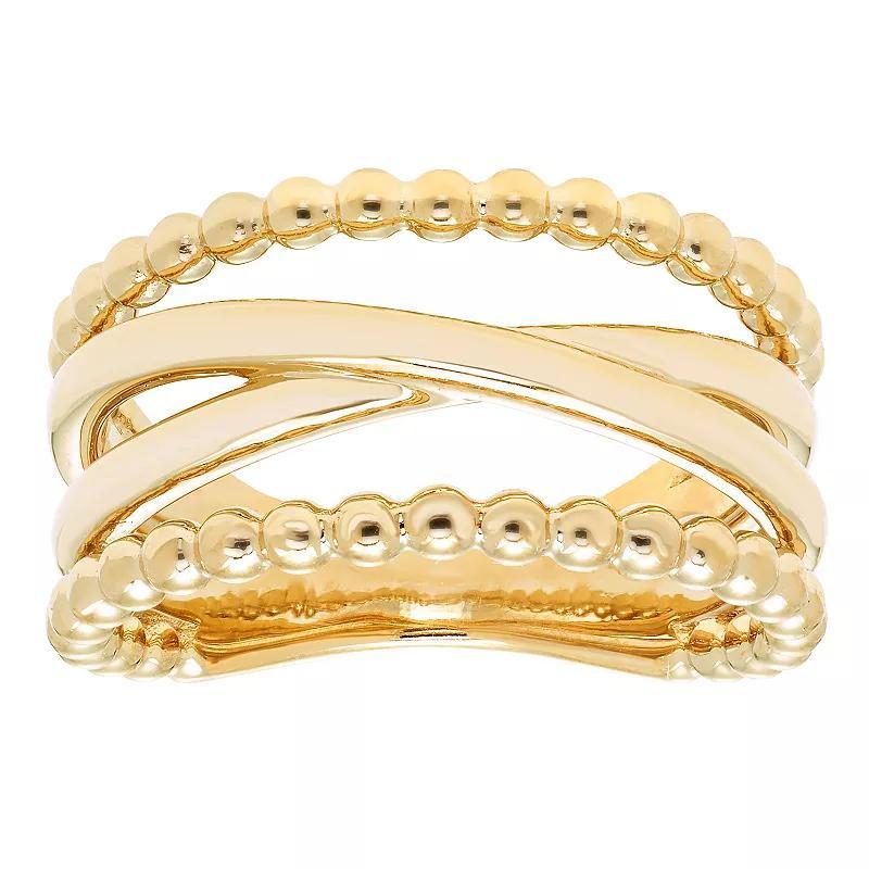 Boston Bay Diamonds 14k Gold Over Silver Bubble Crossover Wide Stacking Ring, Womens Gold Tone Product Image