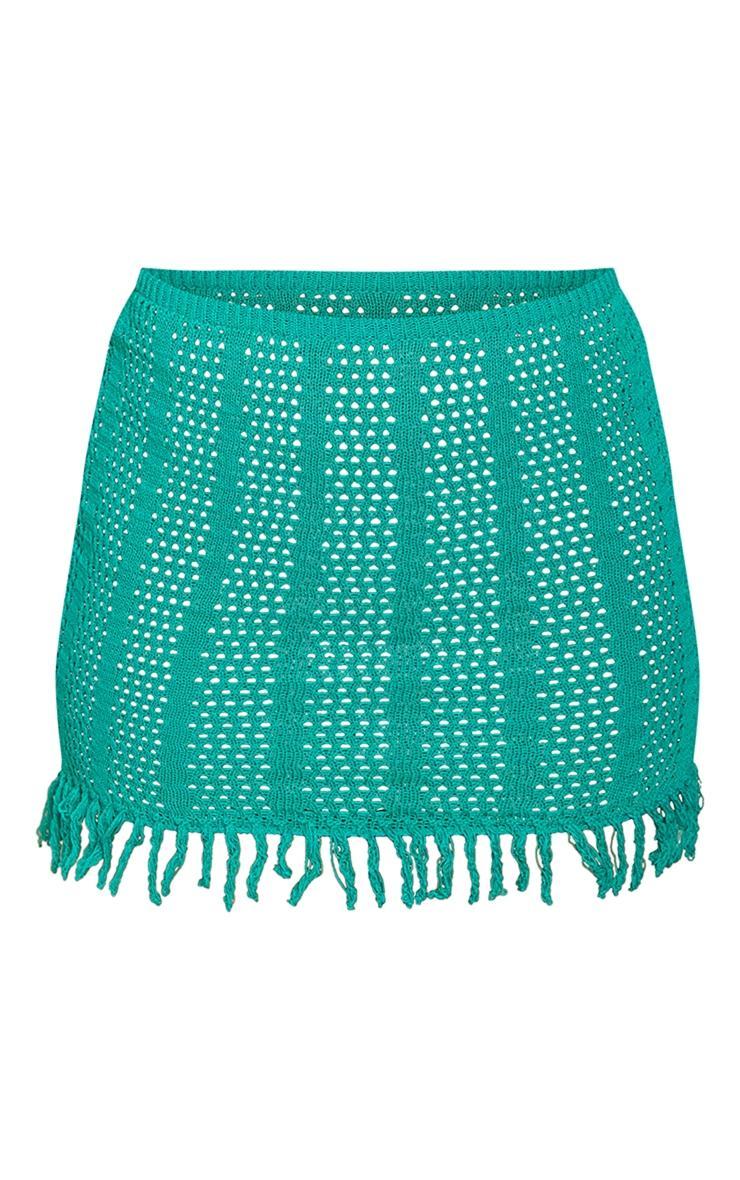 Green Frill Edge Detail Crochet Mini Skirt Product Image