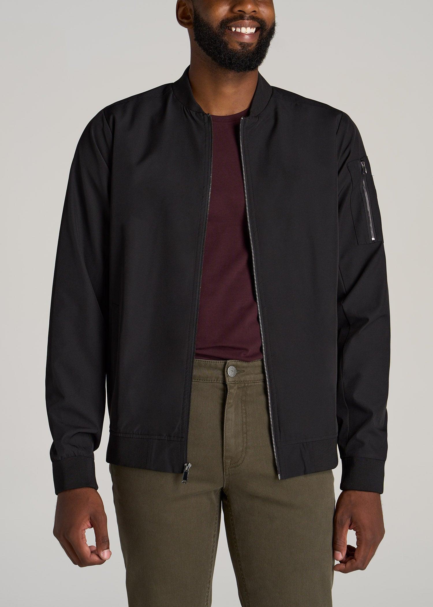 Bomber Jackets for Tall Men in Black Male Product Image