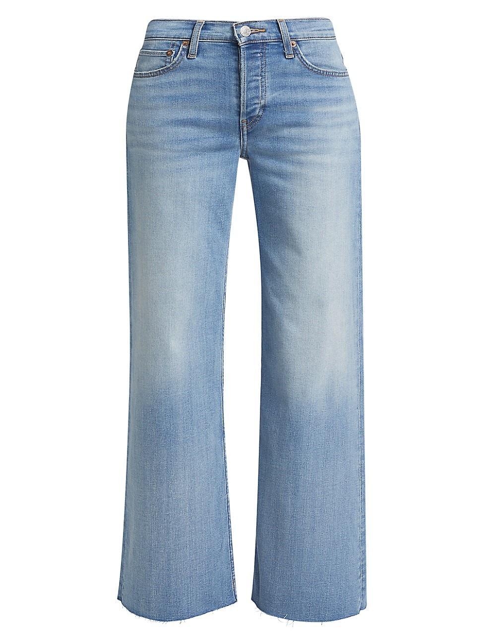 Womens Crop Wide-Leg Mid-Rise Jeans Product Image