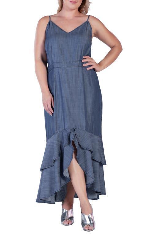Standards & Practices Tiered Ruffle Chambray Maxi Dress Product Image