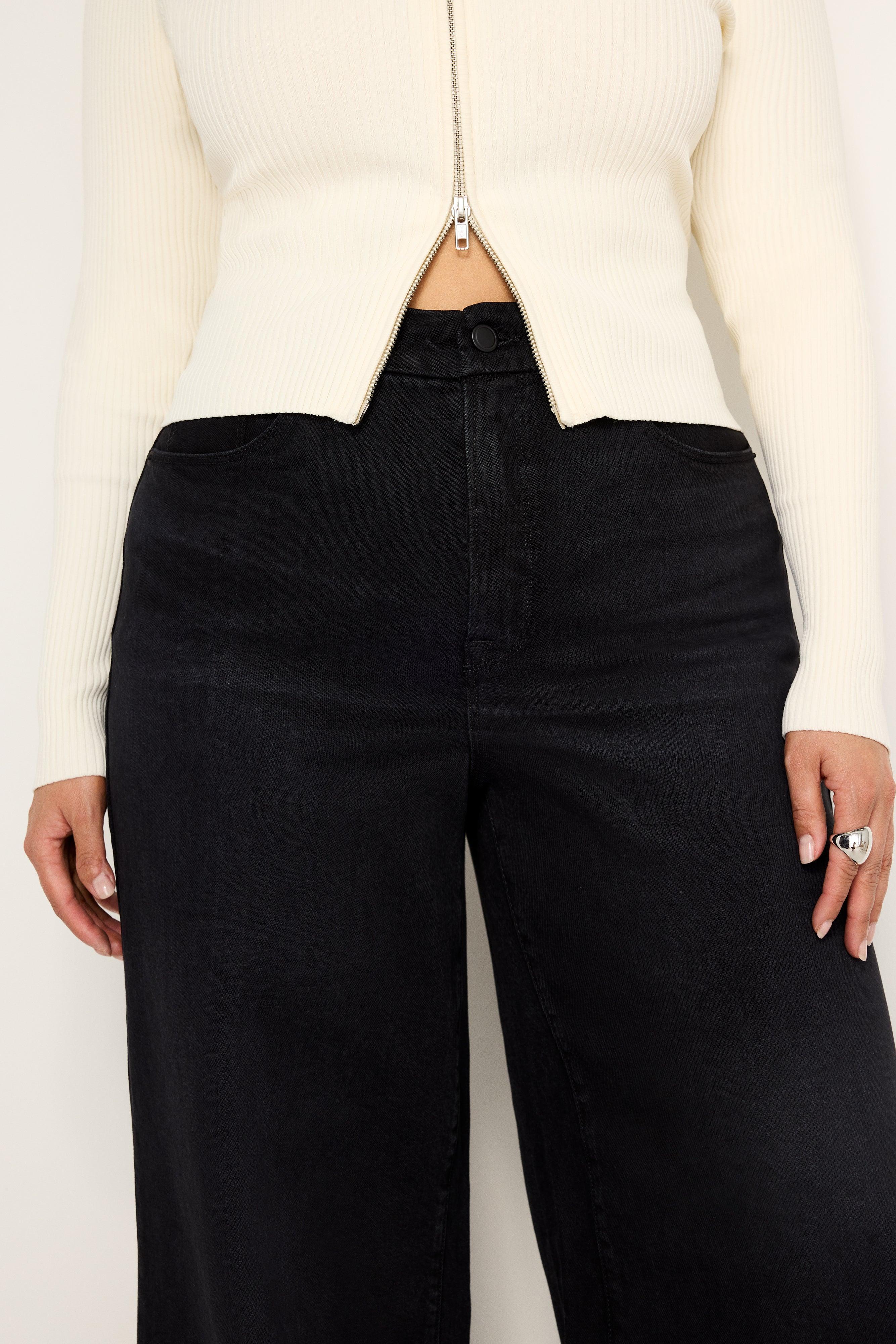 SOFT-TECH GOOD WAIST PALAZZO JEANS | BLACK344 Product Image