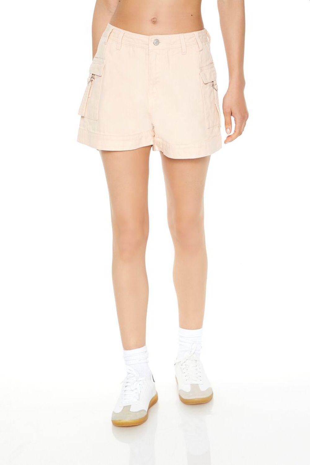 Twill High-Rise Cargo Shorts | Forever 21 Product Image