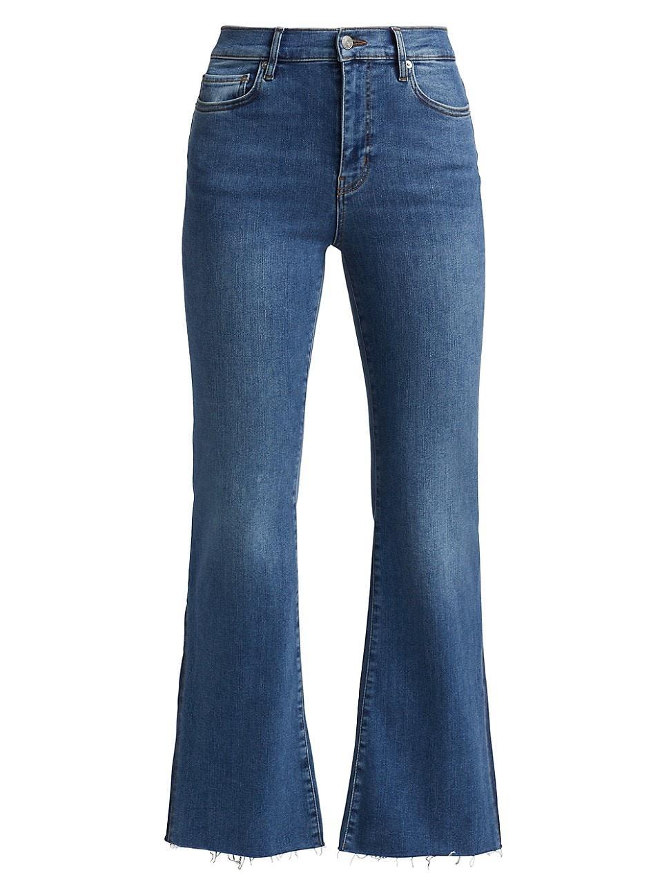 Womens Le Easy Flare Raw Fray High-Rise Stretch Jeans Product Image