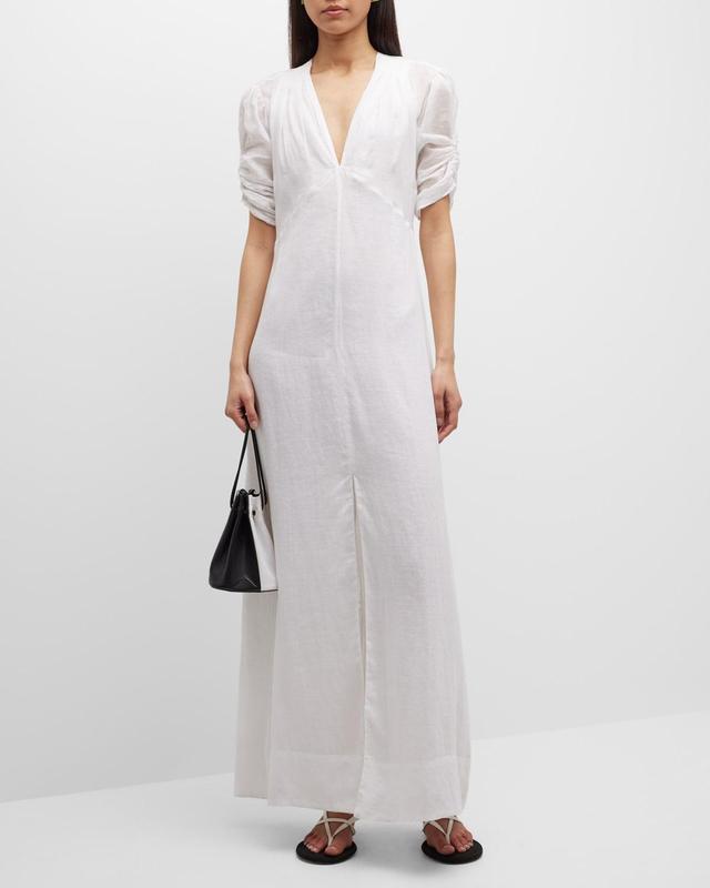 Womens Shirred-Sleeve Maxi Dress Product Image