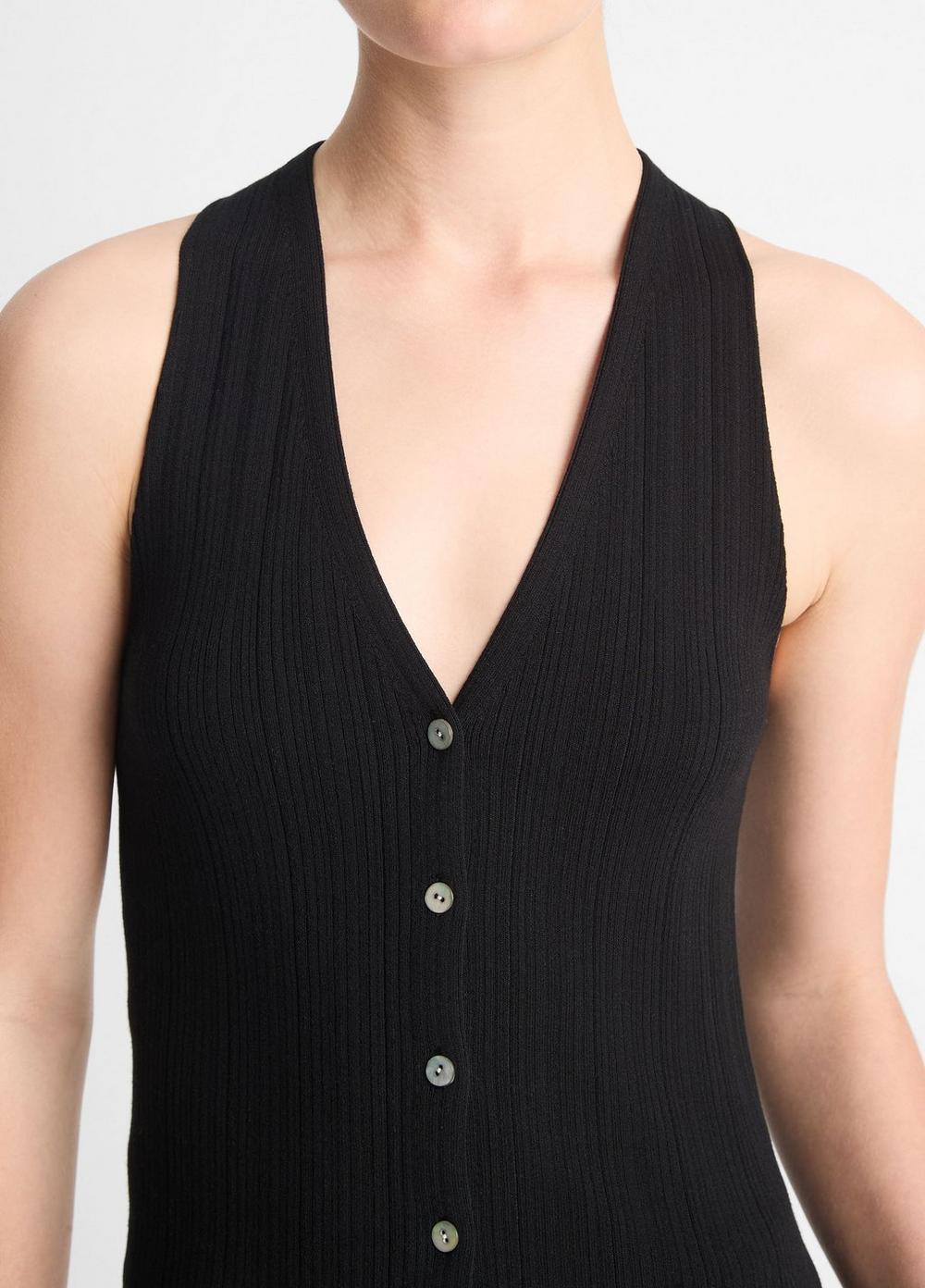 Italian Cotton-Blend Button V-Neck Tank Top Product Image