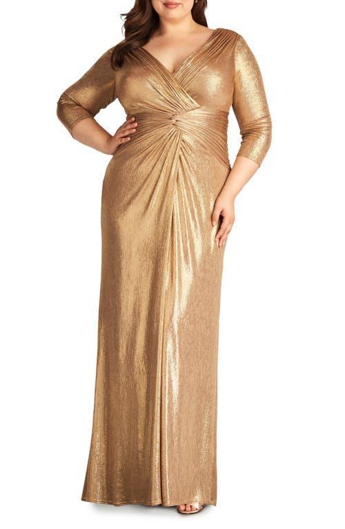 Tadashi Shoji Metallic Long Sleeve Gown Product Image