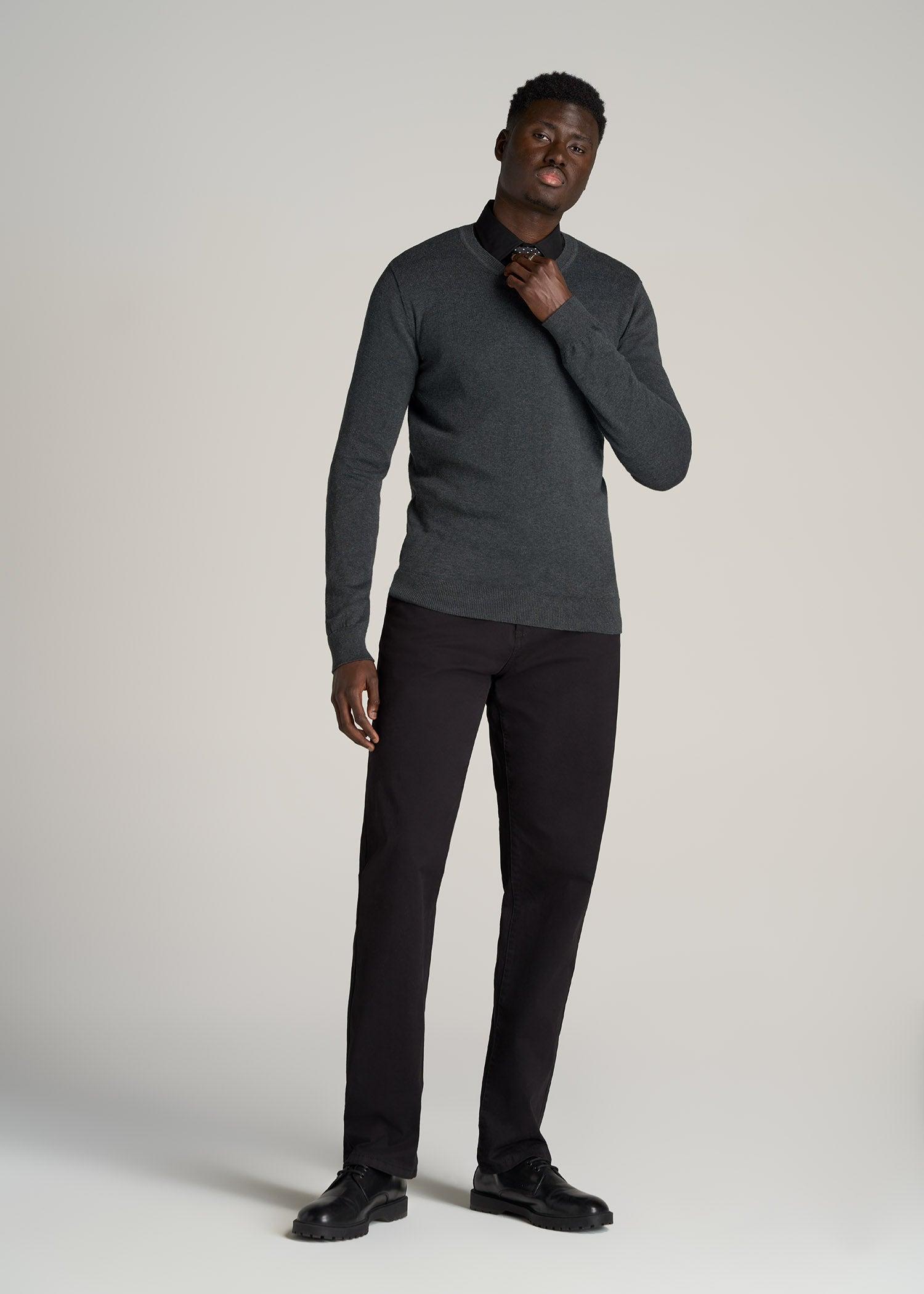 Everyday V-Neck Tall Men's Sweater in Charcoal Mix Male Product Image