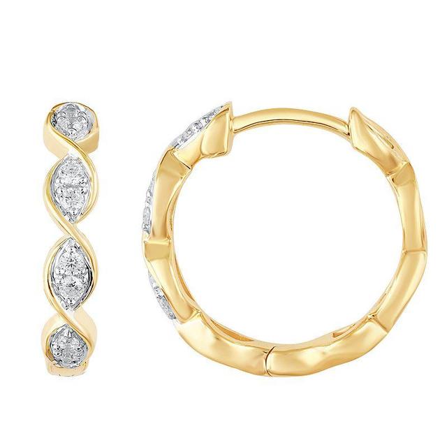 10k Gold 1/8 Carat T.W. Diamond Hoop Earrings, Womens Product Image