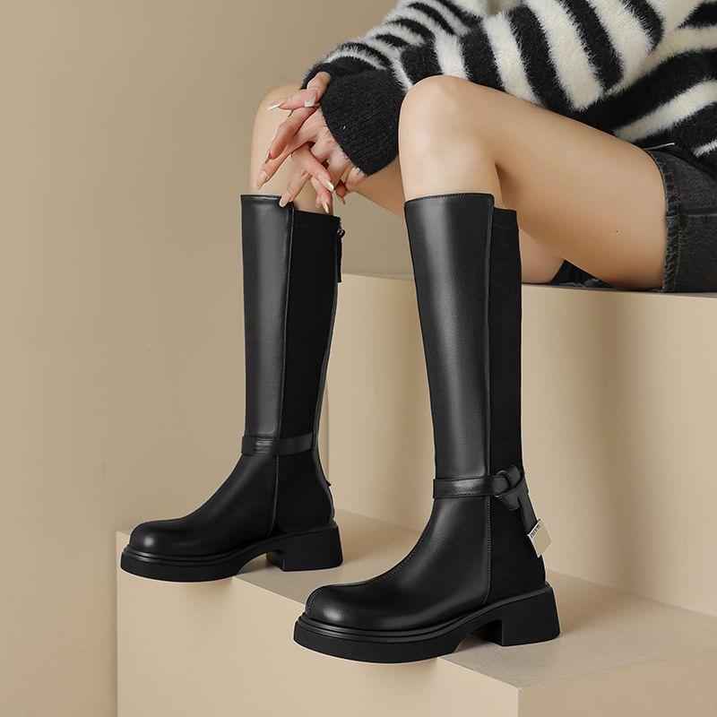 Platform Panel Knee High Boots product image