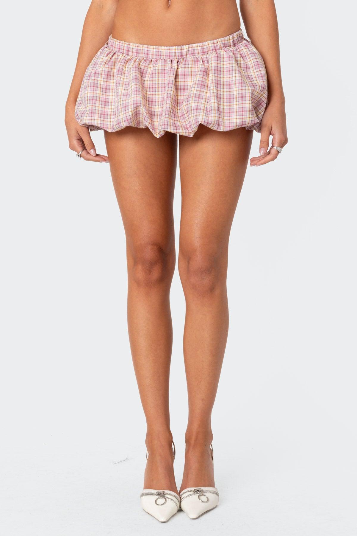 Plaid Bubble Micro Skort Product Image