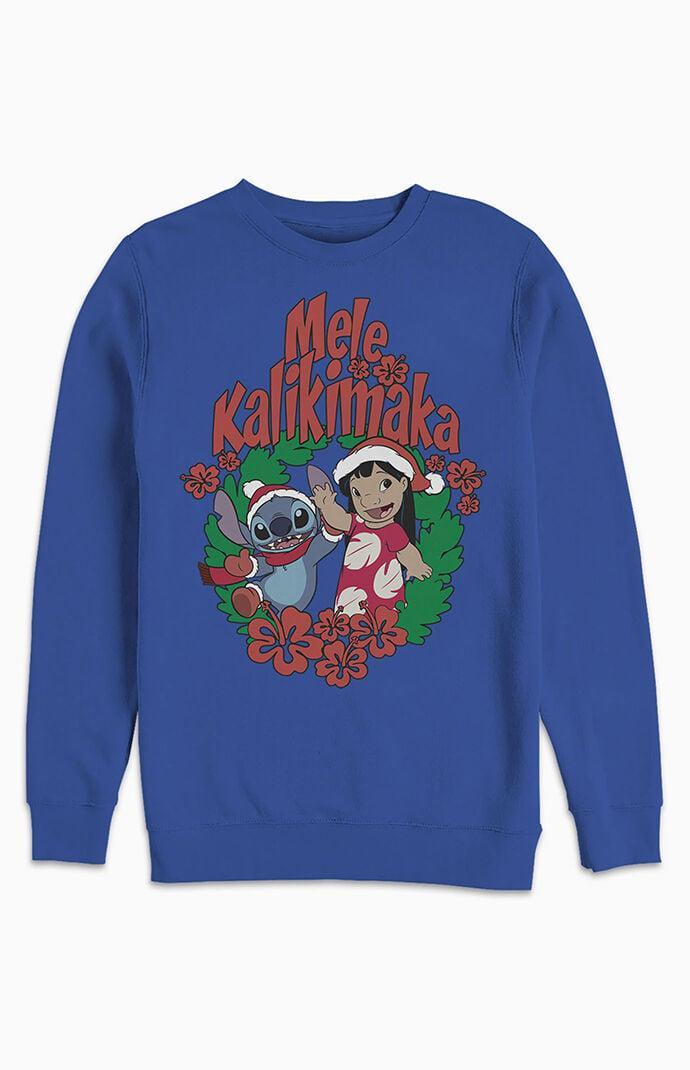 Mens Disney Lilo & Stitch Christmas Mele Kalikimaka Wreath Sweatshirt Product Image