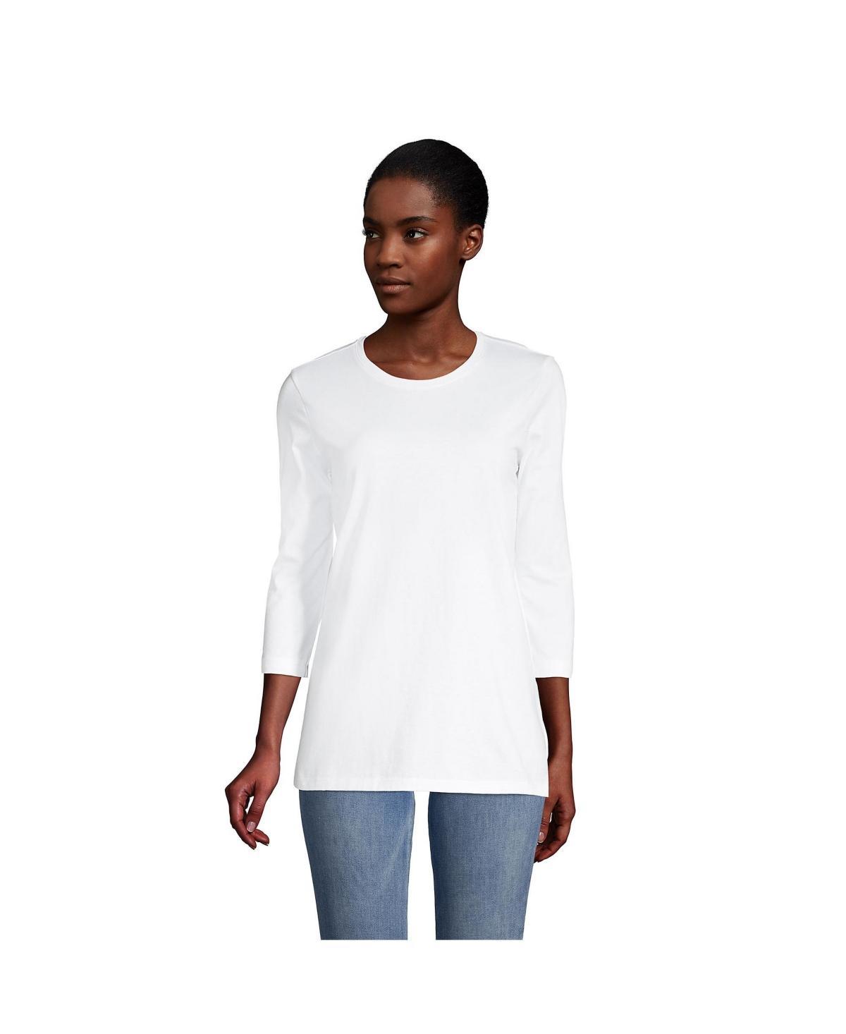 Women's Lands' End Supima Cotton Crewneck Tunic, Size: XL Tall, Fresh Ivory Product Image