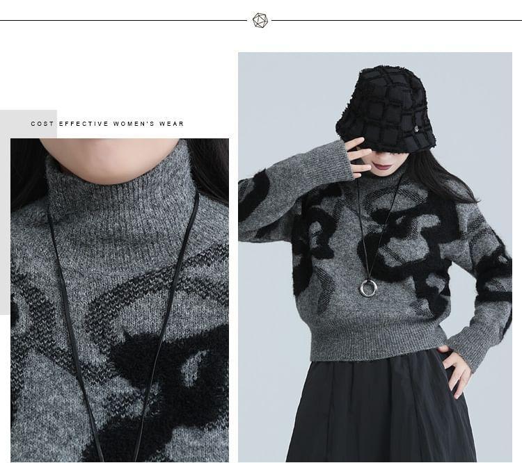 Turtleneck Patterned Sweater Product Image