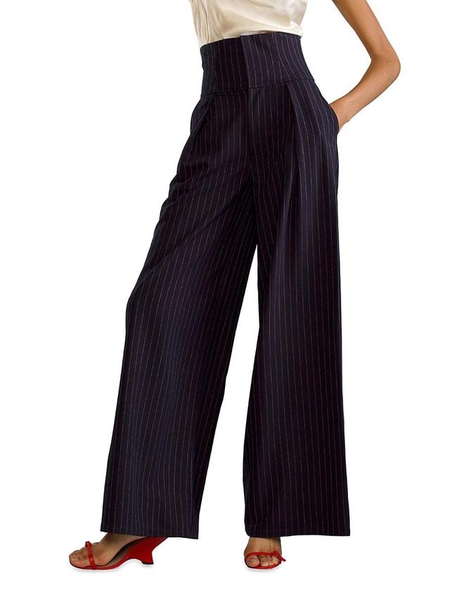 Womens Pinstripe Corset Wide-Leg Pants Product Image