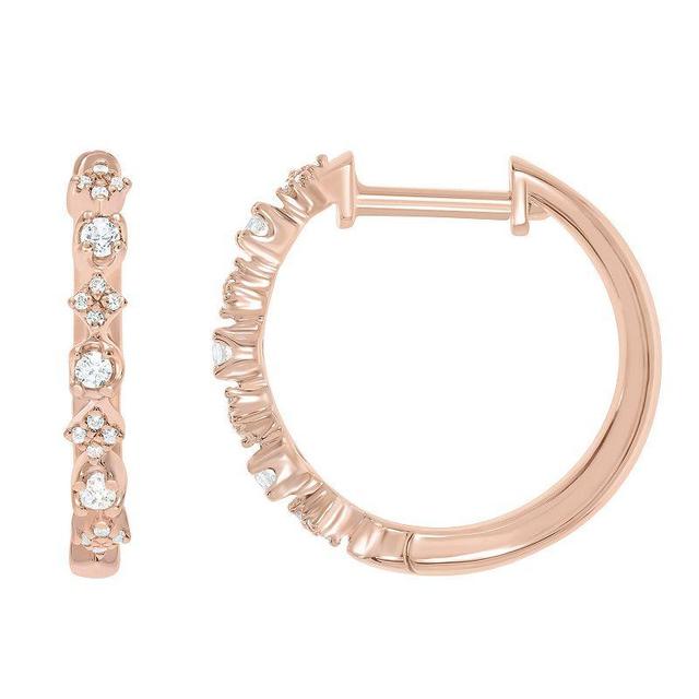 10k Gold 1/5 Carat T.W. Diamond Hoop Earrings, Womens, Pink Product Image