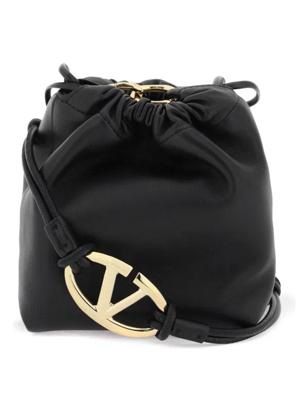 Vlogo Signature Mini Leather Bucket Bag In Nero Product Image