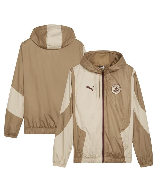 Puma Mens Tan Manchester City 2023/24 Pre-Match Full-Zip Hoodie Jacket Product Image