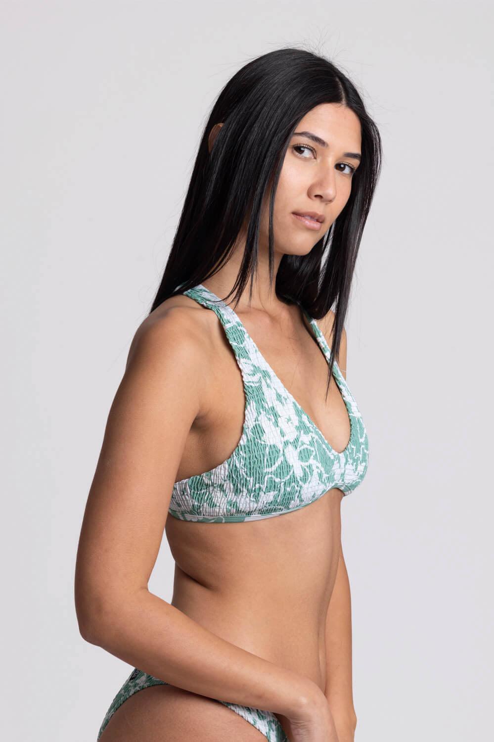 Aster Smocked Bikini Top - Floriana Female Product Image