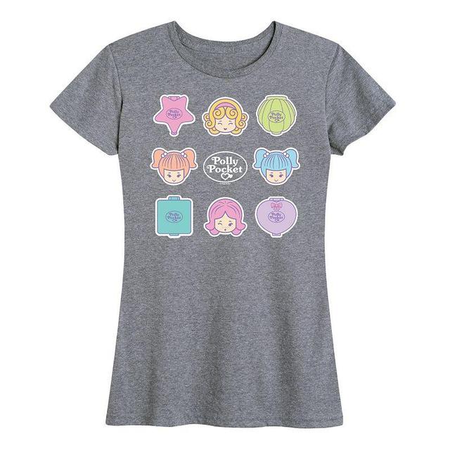 Womens Polly Pocket Grid Graphic Tee Grey Royal Blue Product Image