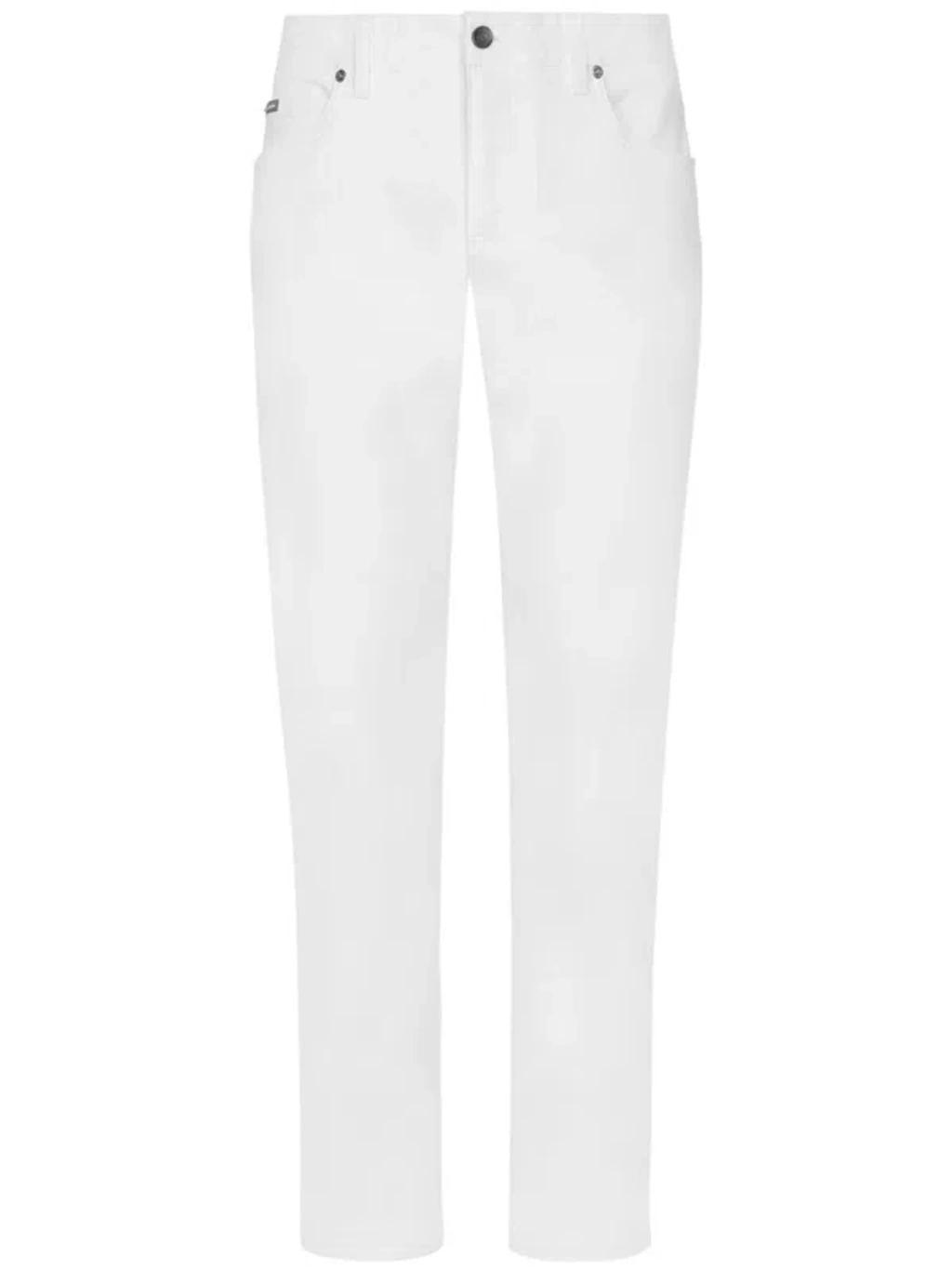 Logo-plaque Slim-fit Jeans In White Product Image