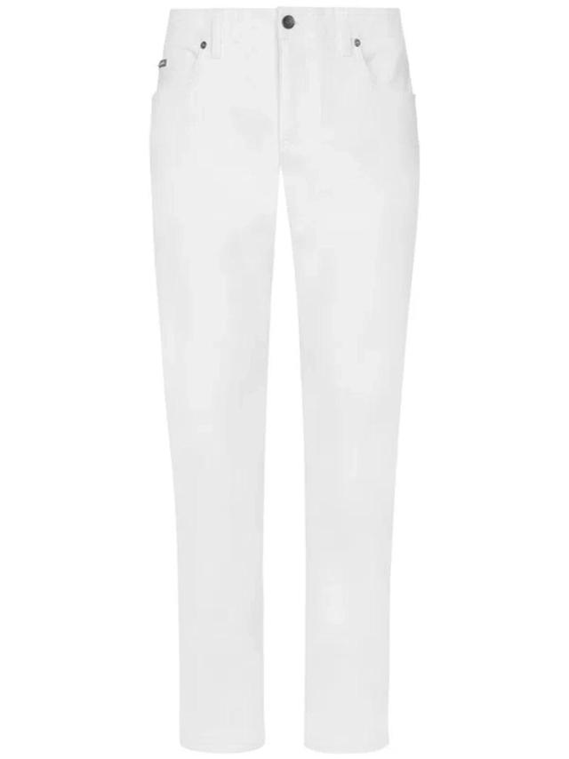 Logo-plaque Slim-fit Jeans In White Product Image