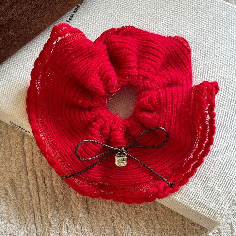 Bow Accent Plain Knit Scrunchie Product Image