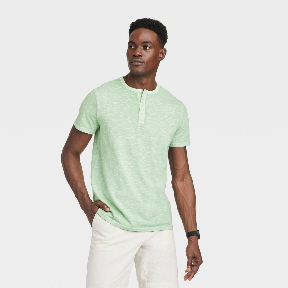 Mens Short Sleeve Henley T-Shirt - Goodfellow & Co L Product Image