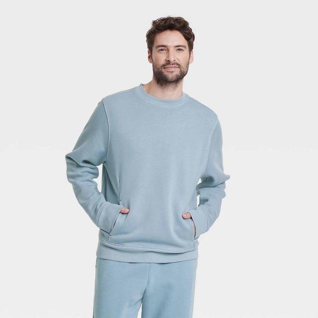 Mens Cotton Fleece Crewneck Sweatshirt - All In Motion Light Wash Product Image