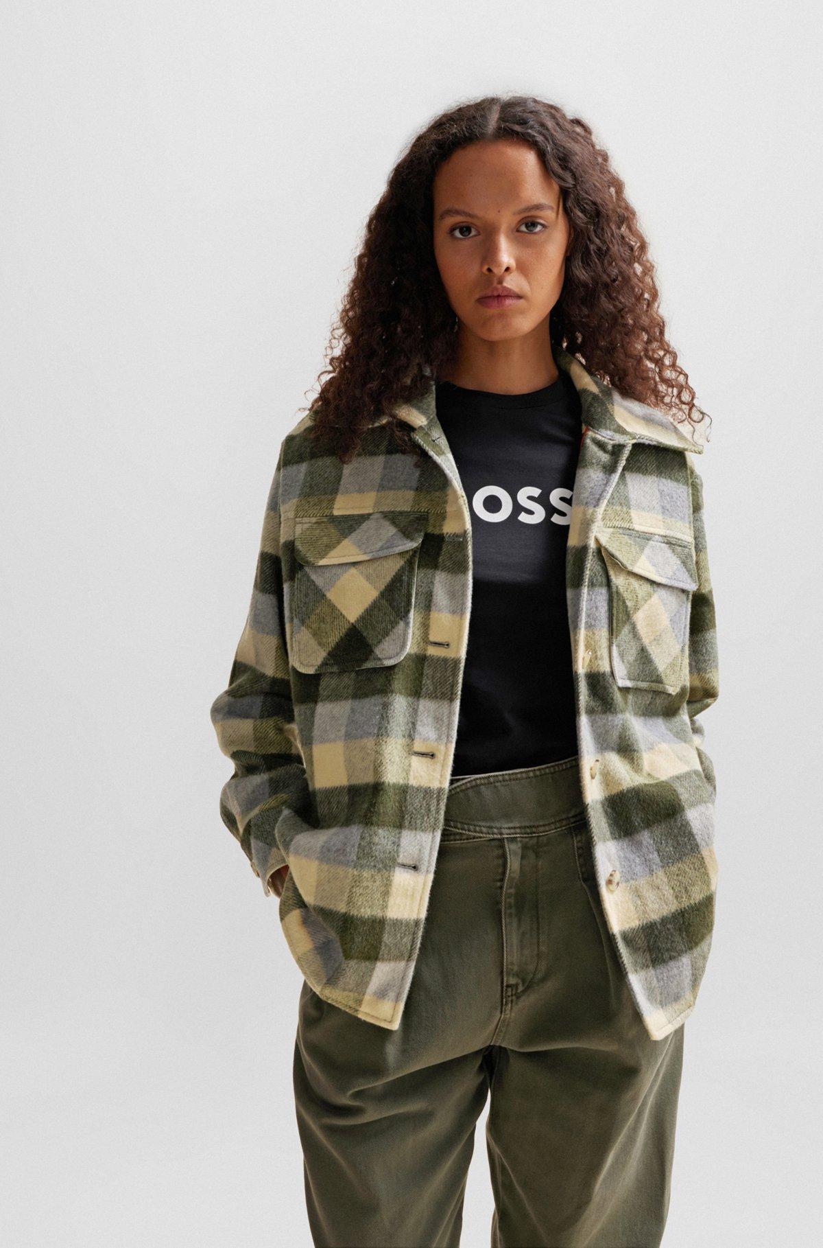 Relaxed-fit jacket in checked fabric with patch pockets Product Image