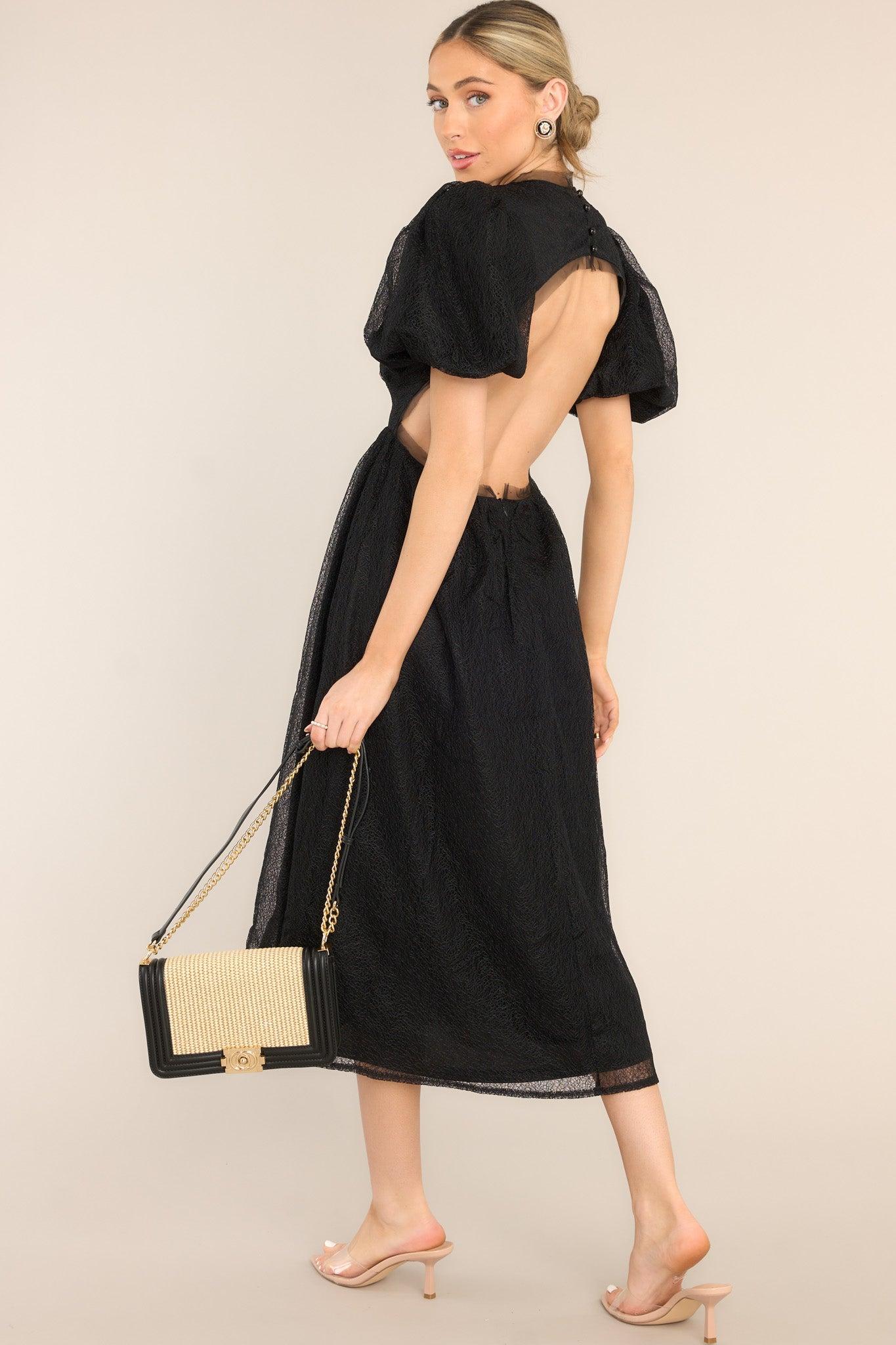 Simply Her Black Lace Midi Dress Product Image