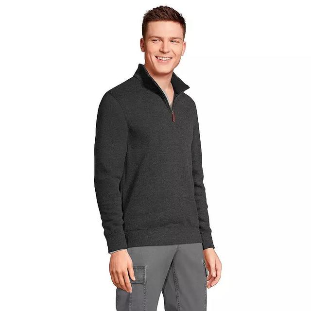 Mens Lands End Bedford Regular-Fit Ribbed Quarter-Zip Pullover Sweater Radiant Blue Product Image