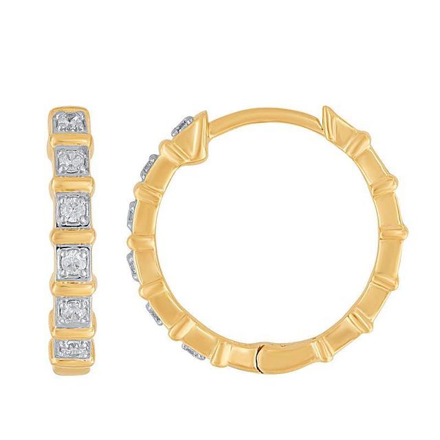 10k Gold 1/10 Carat T.W. Diamond Hoop Earrings, Womens, Yellow Product Image