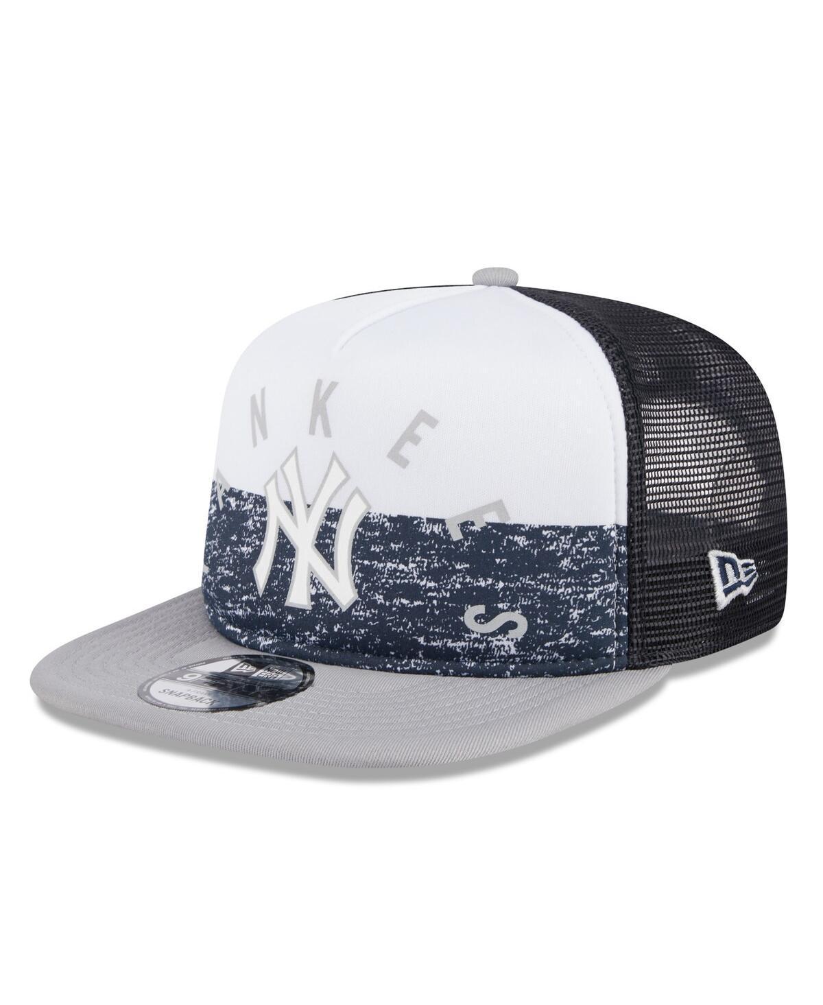 Mens New Era White/Gray New York Yankees Team Foam Front A-Frame Trucker 9FIFTY Snapback Hat Product Image