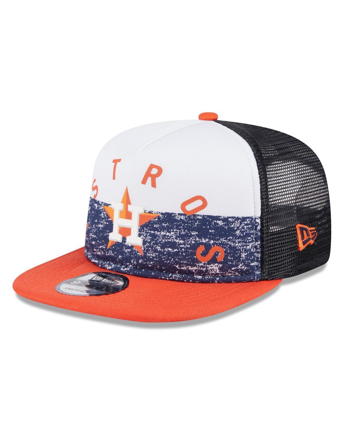 Mens New Era /Orange Houston Astros Team Foam Front A-Frame Trucker 9FIFTY Snapback Hat Product Image