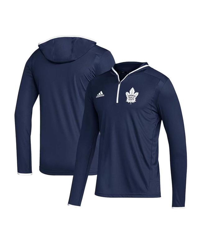 Mens adidas Navy Toronto Maple Leafs Team Long Sleeve Quarter-Zip Hoodie T-Shirt Mpl Blue Product Image