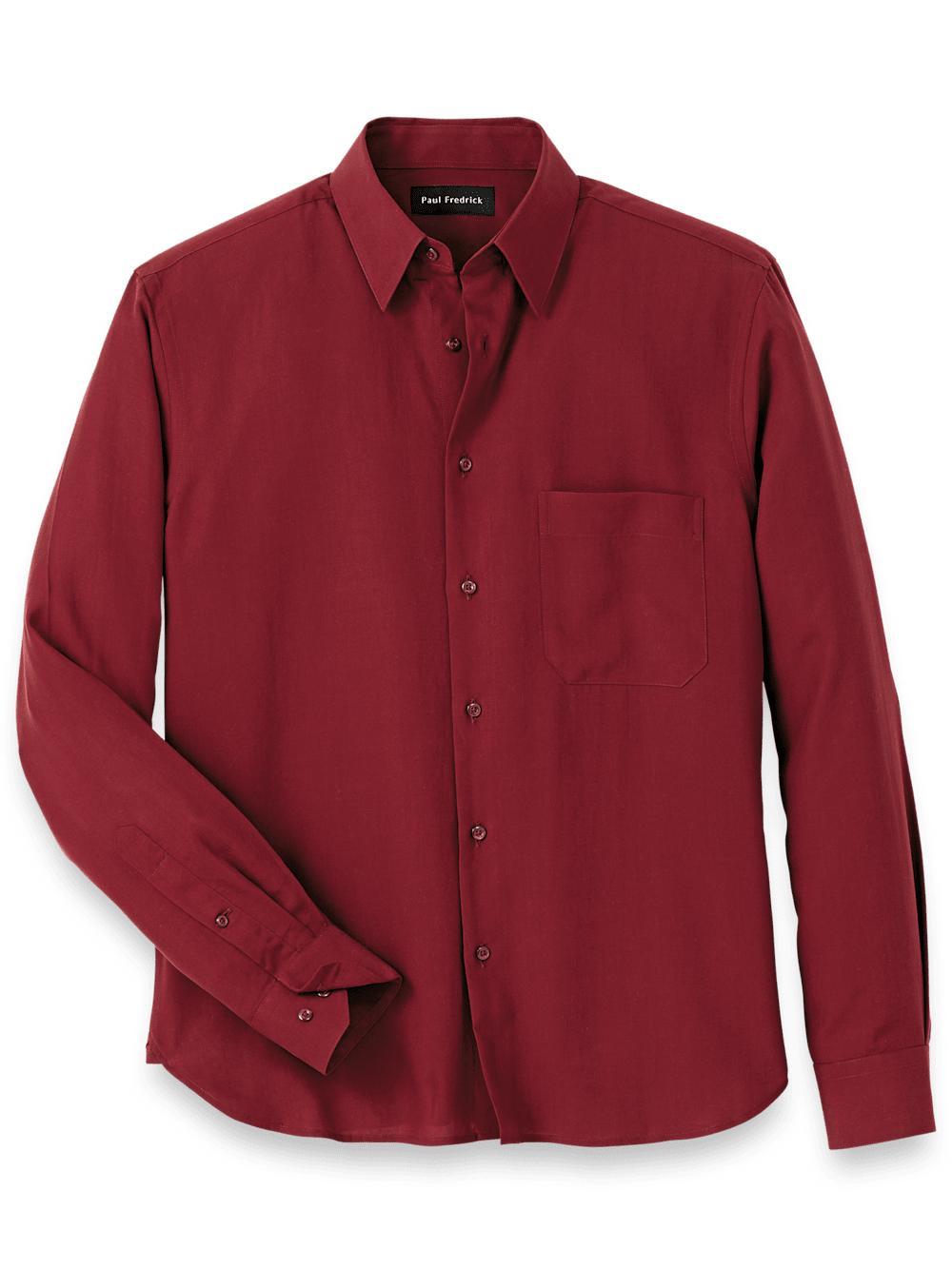 Lyocell Solid Casual Shirt - Burgundy Product Image