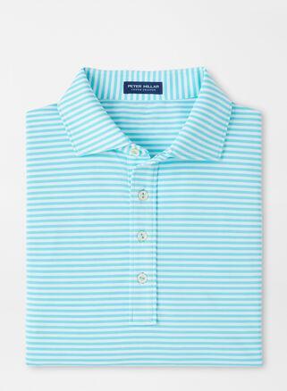 Peter Millar Mens Mood Performance Mesh Polo | Color: Turquoise | Size: L Product Image