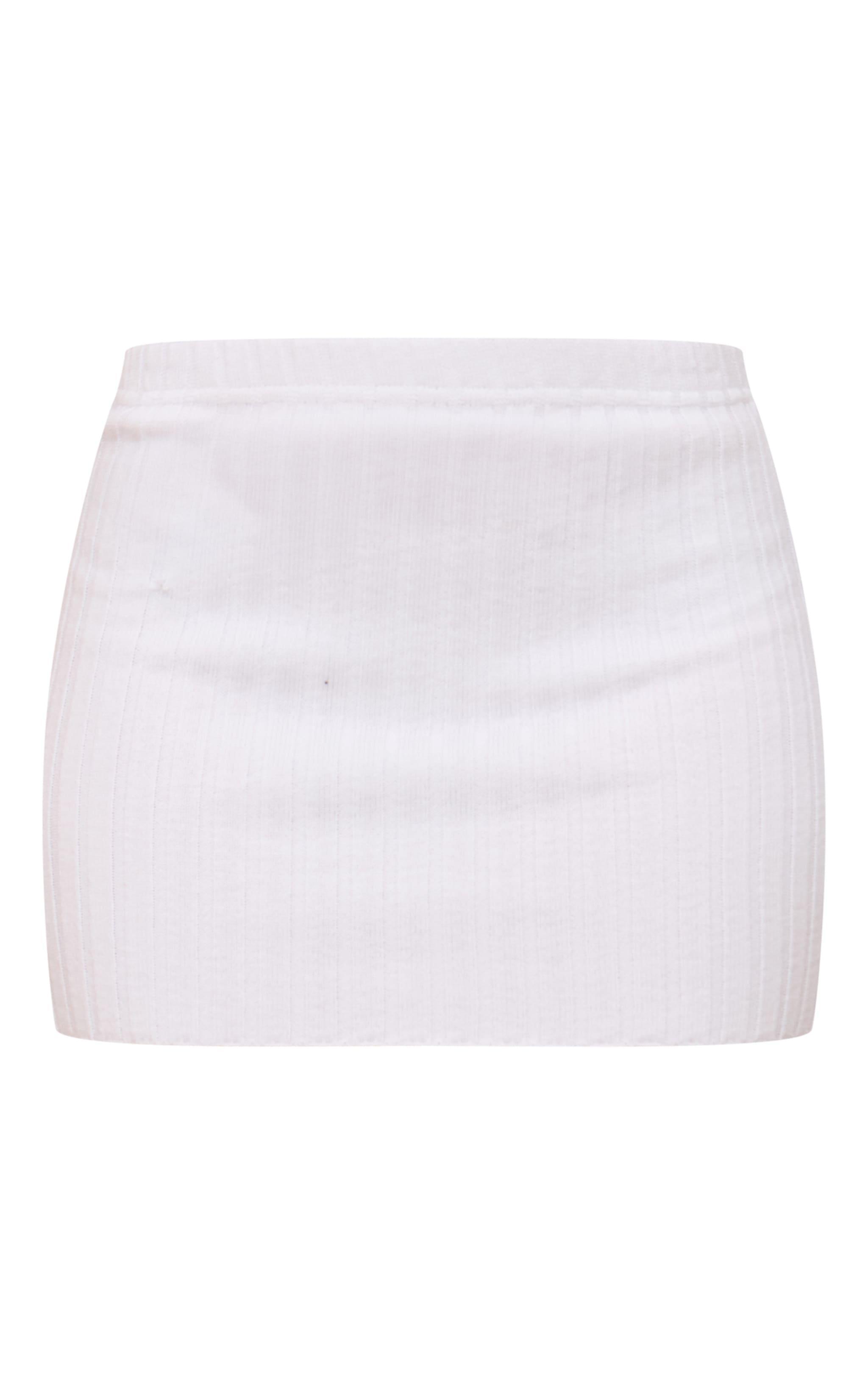 Petite White Knitted Mini Skirt Product Image