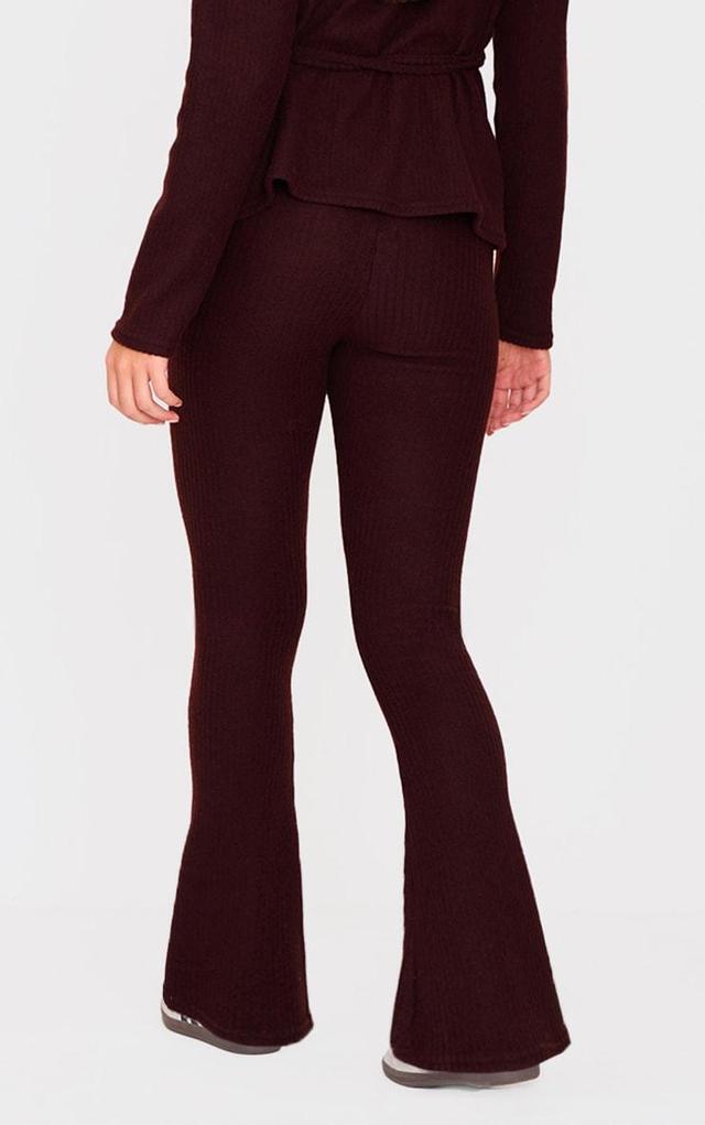 Chocolate Soft Rib Tie Trim Detail Skinny Flares Product Image