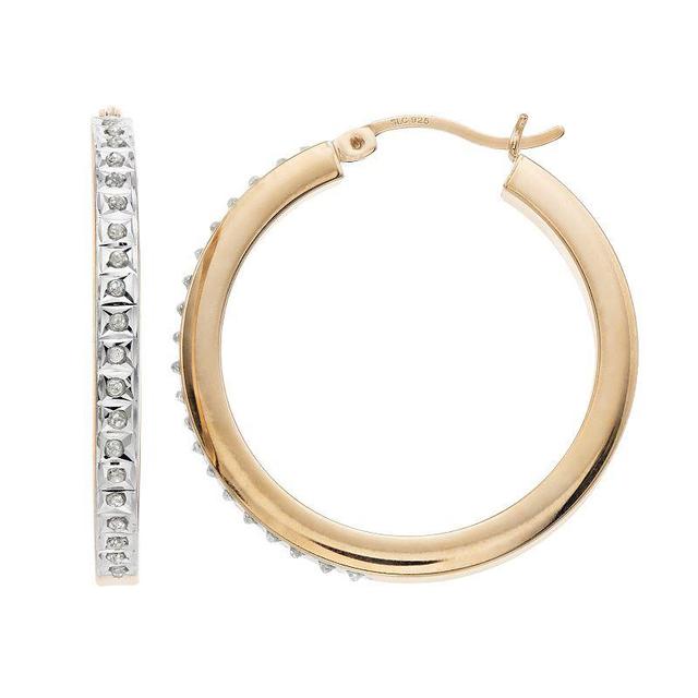 Diamond Mystique Hoop Earrings, Womens, 18k Gold Over Silver Product Image