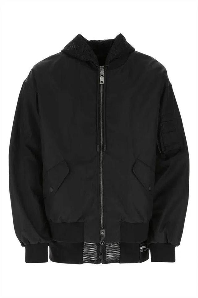 Black Nylon Bomber Jacket Product Image