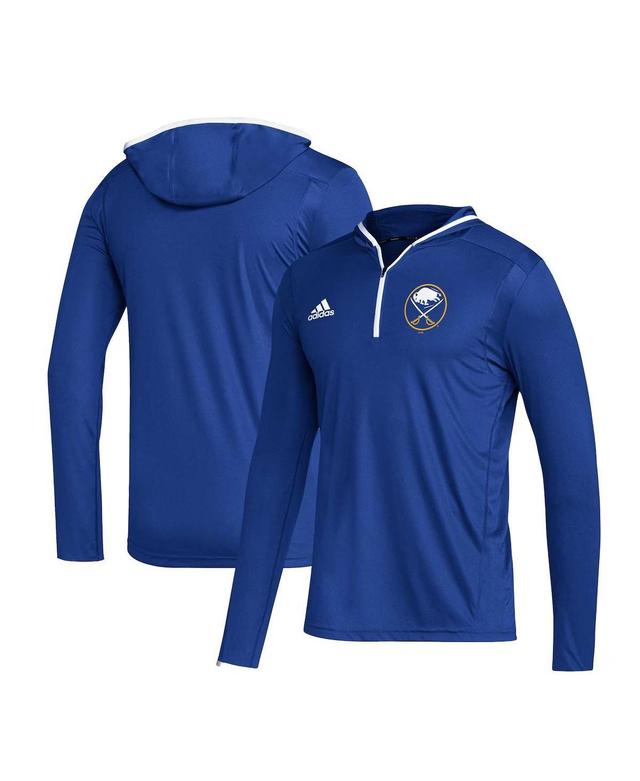 Mens adidas Royal Buffalo Sabres Team Long Sleeve Quarter-Zip Hoodie T-Shirt Product Image