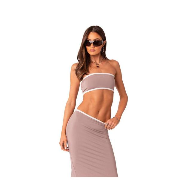 Womens Strapless Crop Top With Contrast Binding Product Image