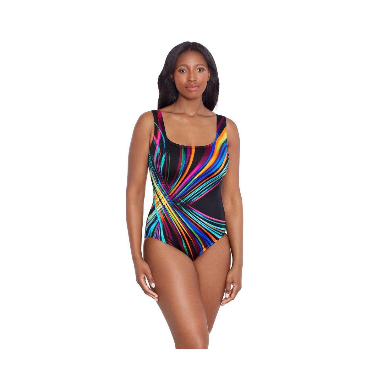 Womens Longitude Panel Scoopneck Tank One-Piece Swimsuit Product Image