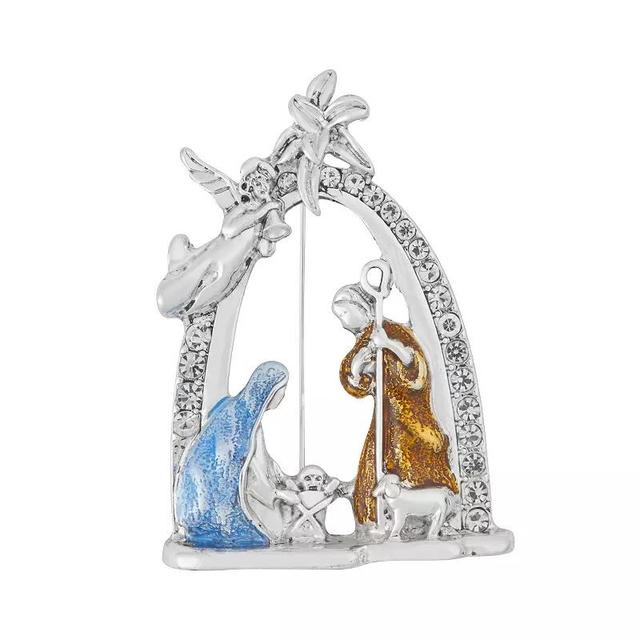 Napier Silver Tone Holiday Nativity Pin, Womens, Blue Product Image