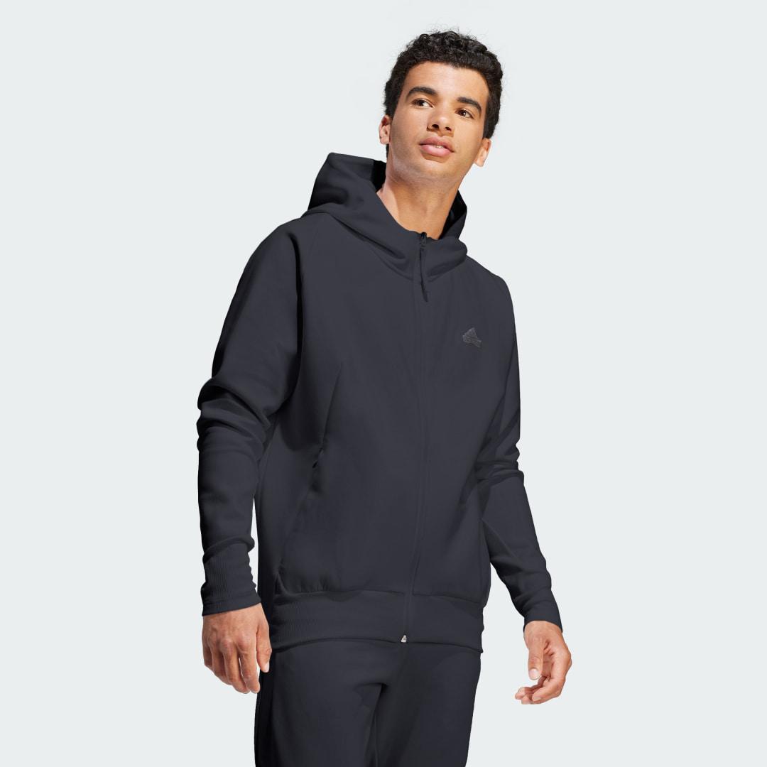 adidas Mens adidas Z.N.E. Fleece Hoodie - Mens Black/Black Product Image