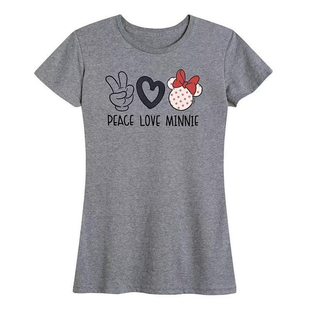 Disneys Minnie Mouse Womens Peace Love Graphic Tee Product Image